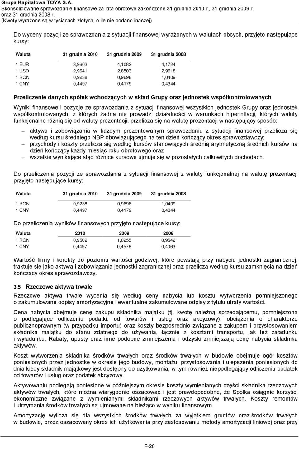 sprawozdania z sytuacji finansowej wszystkich jednostek Grupy oraz jednostek współkontrolowanych, z których żadna nie prowadzi działalności w warunkach hiperinflacji, których waluty funkcjonalne