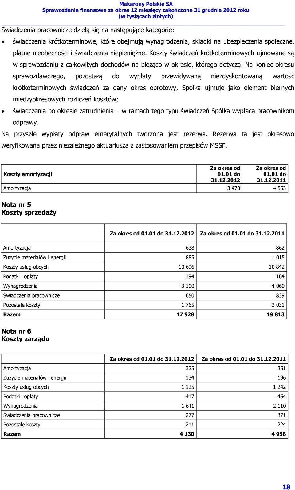 Na koniec okresu sprawozdawczego, pozostałą do wypłaty przewidywaną niezdyskontowaną wartość krótkoterminowych świadczeń za dany okres obrotowy, Spółka ujmuje jako element biernych międzyokresowych