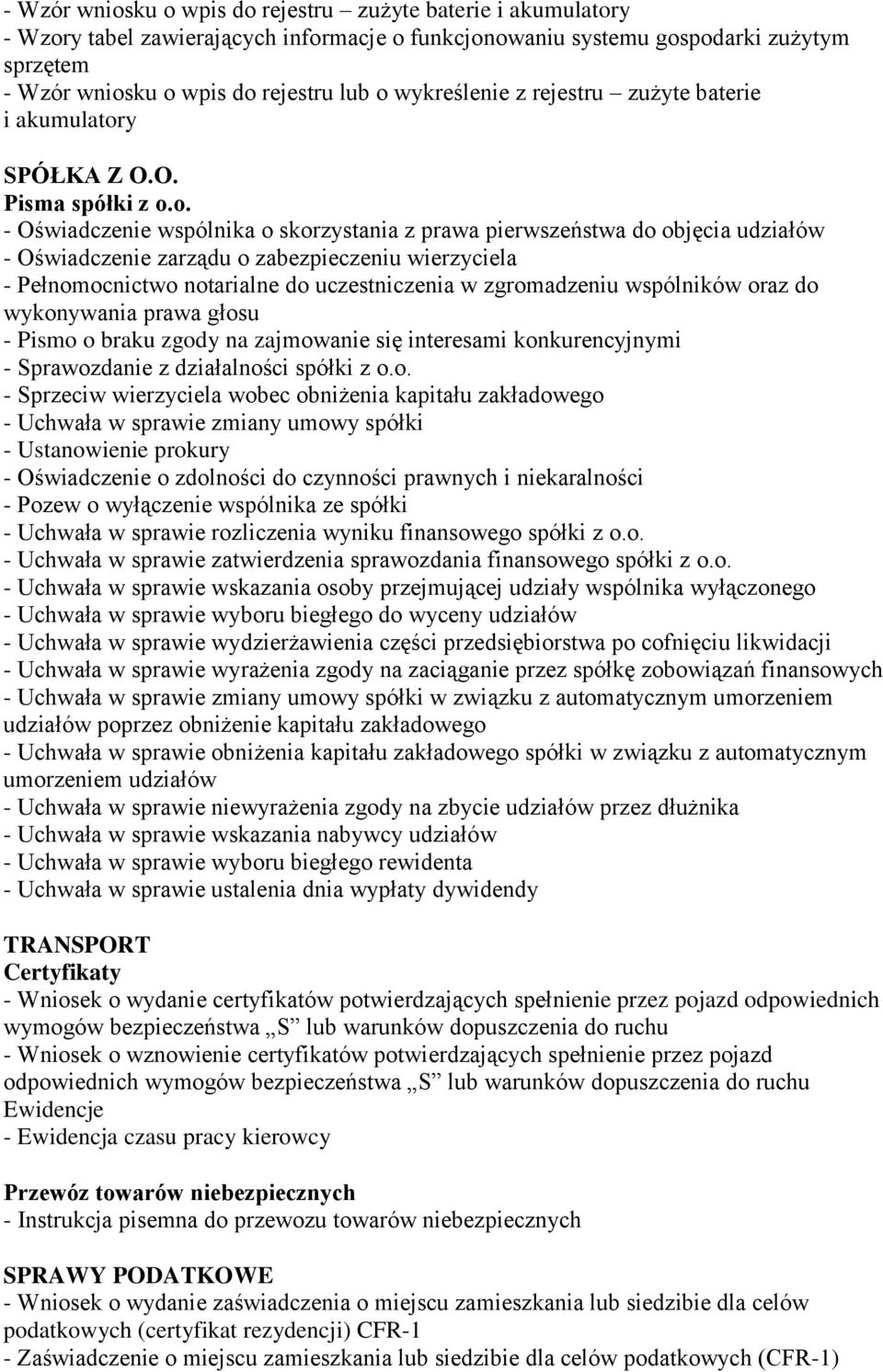 y SPÓŁKA Z O.O. Pisma spółki z o.