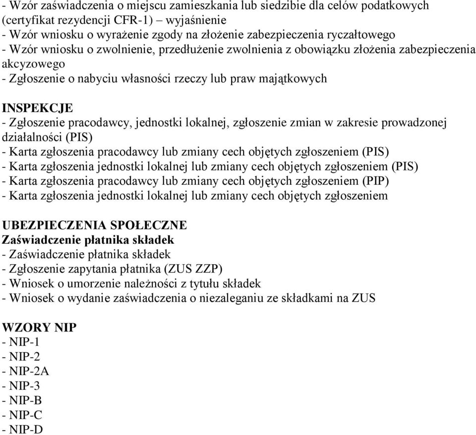 jednostki lokalnej, zgłoszenie zmian w zakresie prowadzonej działalności (PIS) - Karta zgłoszenia pracodawcy lub zmiany cech objętych zgłoszeniem (PIS) - Karta zgłoszenia jednostki lokalnej lub