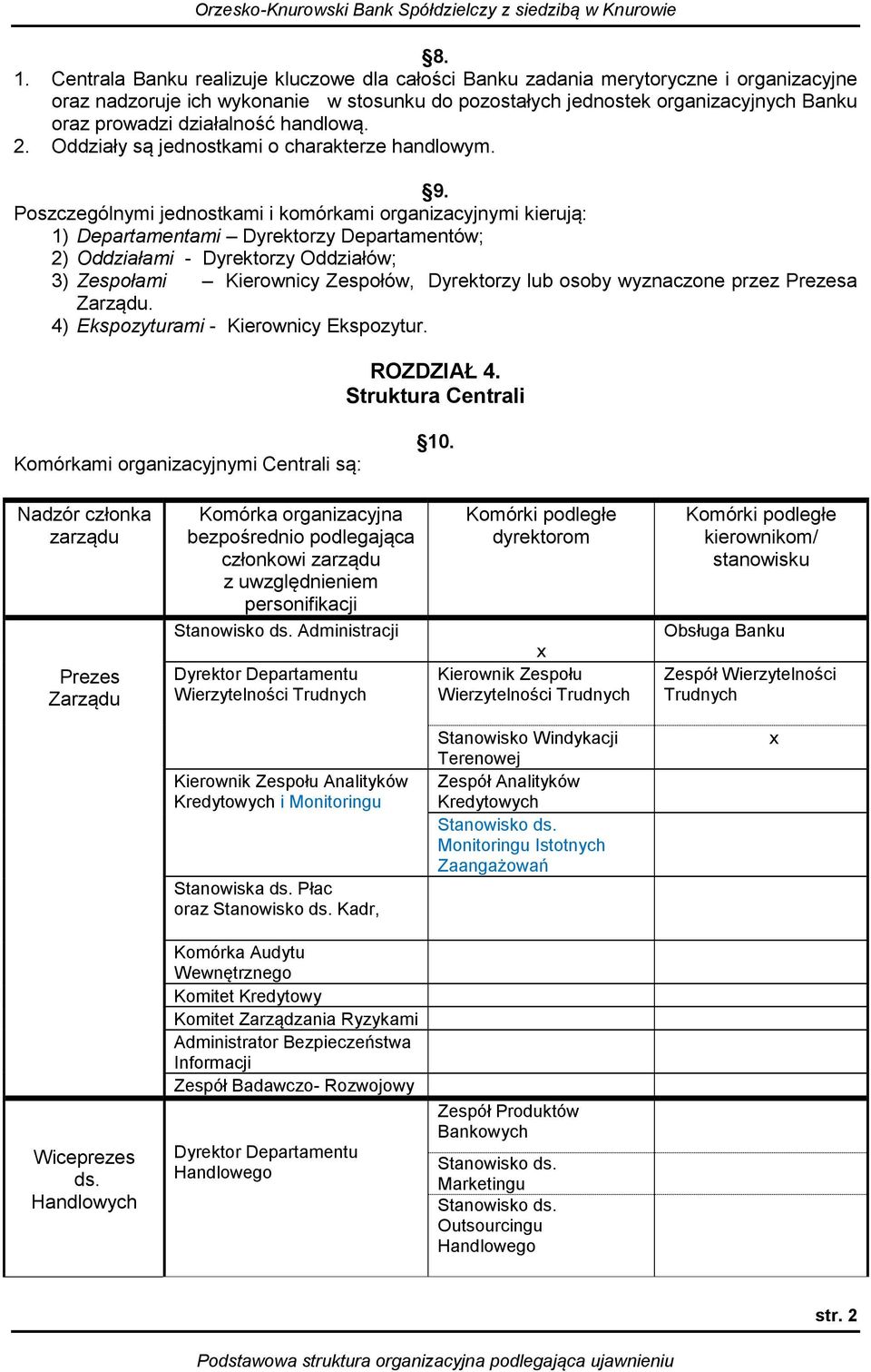 Poszczególnymi jednostkami i komórkami organizacyjnymi kierują: 1) Departamentami Dyrektorzy Departamentów; 2) Oddziałami - Dyrektorzy Oddziałów; 3) Zespołami Kierownicy Zespołów, Dyrektorzy lub