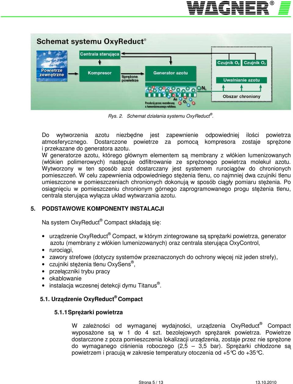 W generatorze azotu, którego głównym elementem s membrany z włókien lumenizowanych (włókien polimerowych) nast puje odfiltrowanie ze spr onego powietrza molekuł azotu.