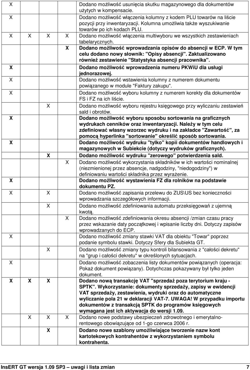 Dodano moŝliwość wprowadzania opisów do absencji w ECP. W tym celu dodano nowy słownik: "Opisy absencji". Zaktualizowano równieŝ zestawienie "Statystyka absencji pracownika".