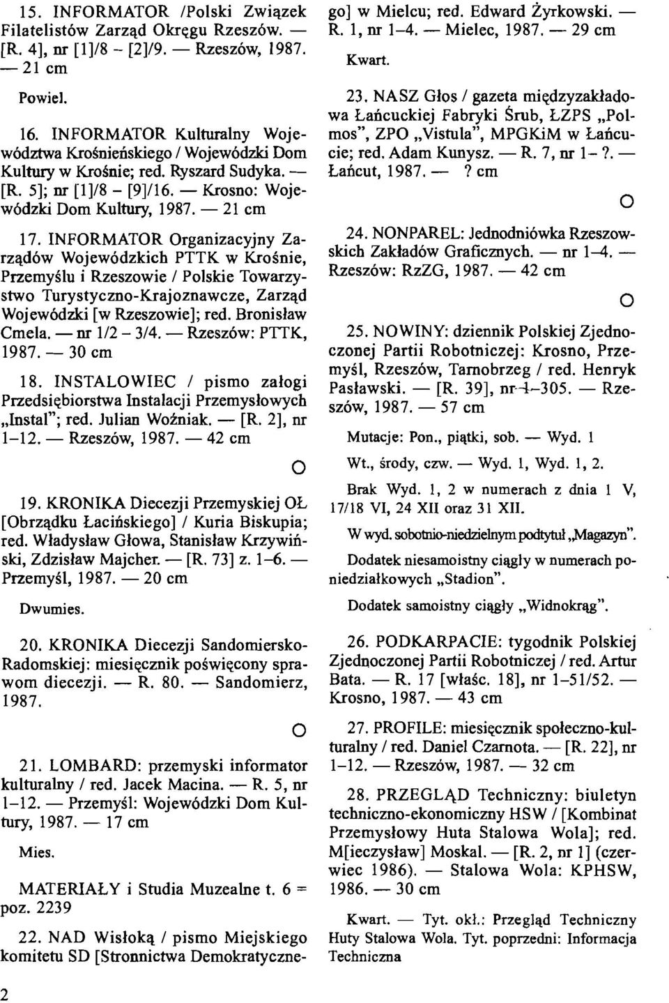 INFORMATOR Organizacyjny Zarzqdow Wojewodzkich PTTK w KroSnie, PrzemySlu i Rzeszowie / Polskie Towarzystwo Turystyczno-Krajoznawcze, Zarzqd Wojewodzki [w Rzeszowie]; red. Bronisiaw Cmela.