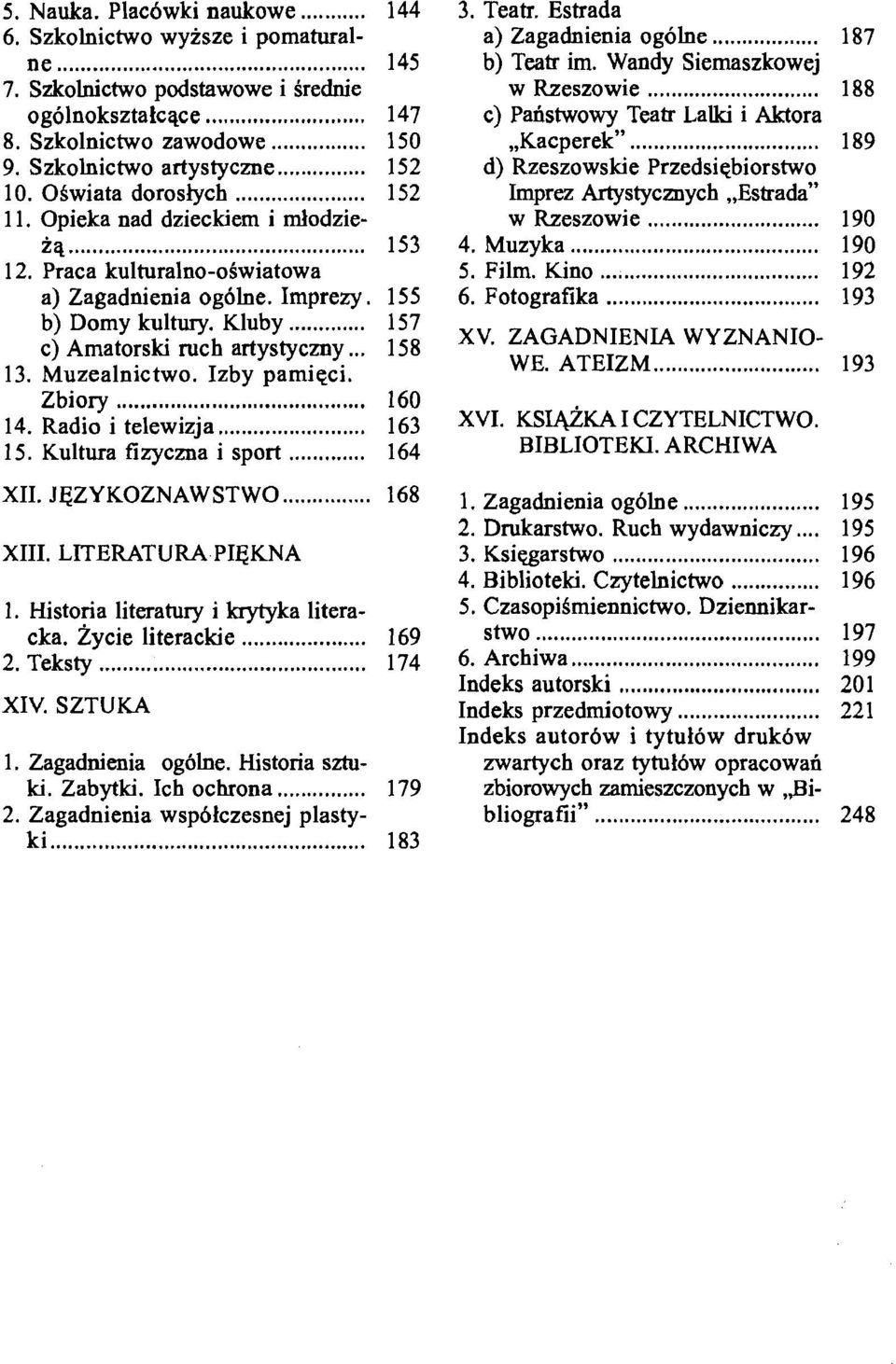 Muzealnictwo. Izby parnigci. Zbiory... 14. Radio i telewizja... 15. Kultura fizyczna i sport... XI1. JQZYKOZNAWSTWO... XI11. LITERATURA PIQKNA 1. Historia literatury i krytyka literacka.