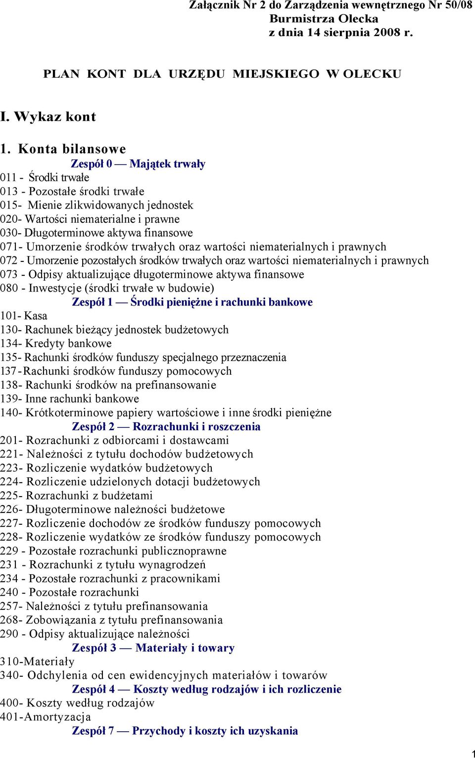 finansowe 071- Umorzenie środków trwałych oraz wartości niematerialnych i prawnych 072 - Umorzenie pozostałych środków trwałych oraz wartości niematerialnych i prawnych 073 - Odpisy aktualizujące