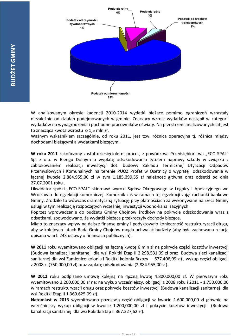 Na przestrzeni analizowanych lat jest to znacząca kwota wzrostu o 1,5 mln zł. Ważnym wskaźnikiem szczególnie, od roku 2011, jest tzw. różnica operacyjna tj.