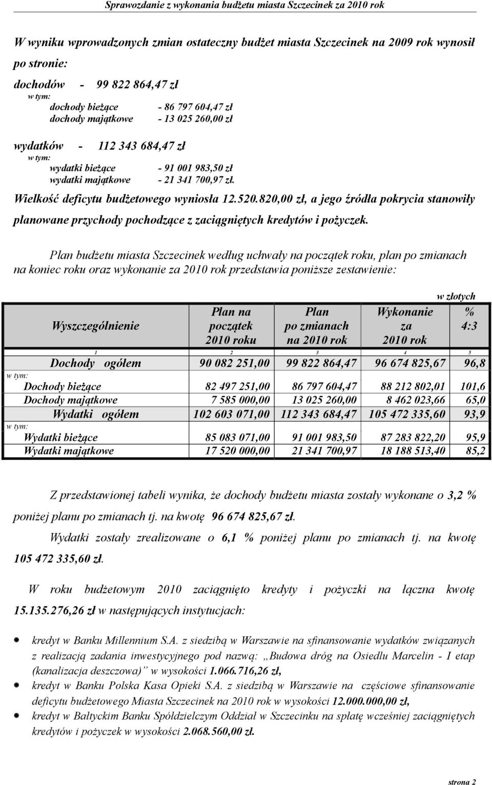 820,00 zł, a jego źródła pokrycia stanowiły planowane przychody pochodzące z zaciągniętych kredytów i pożyczek.