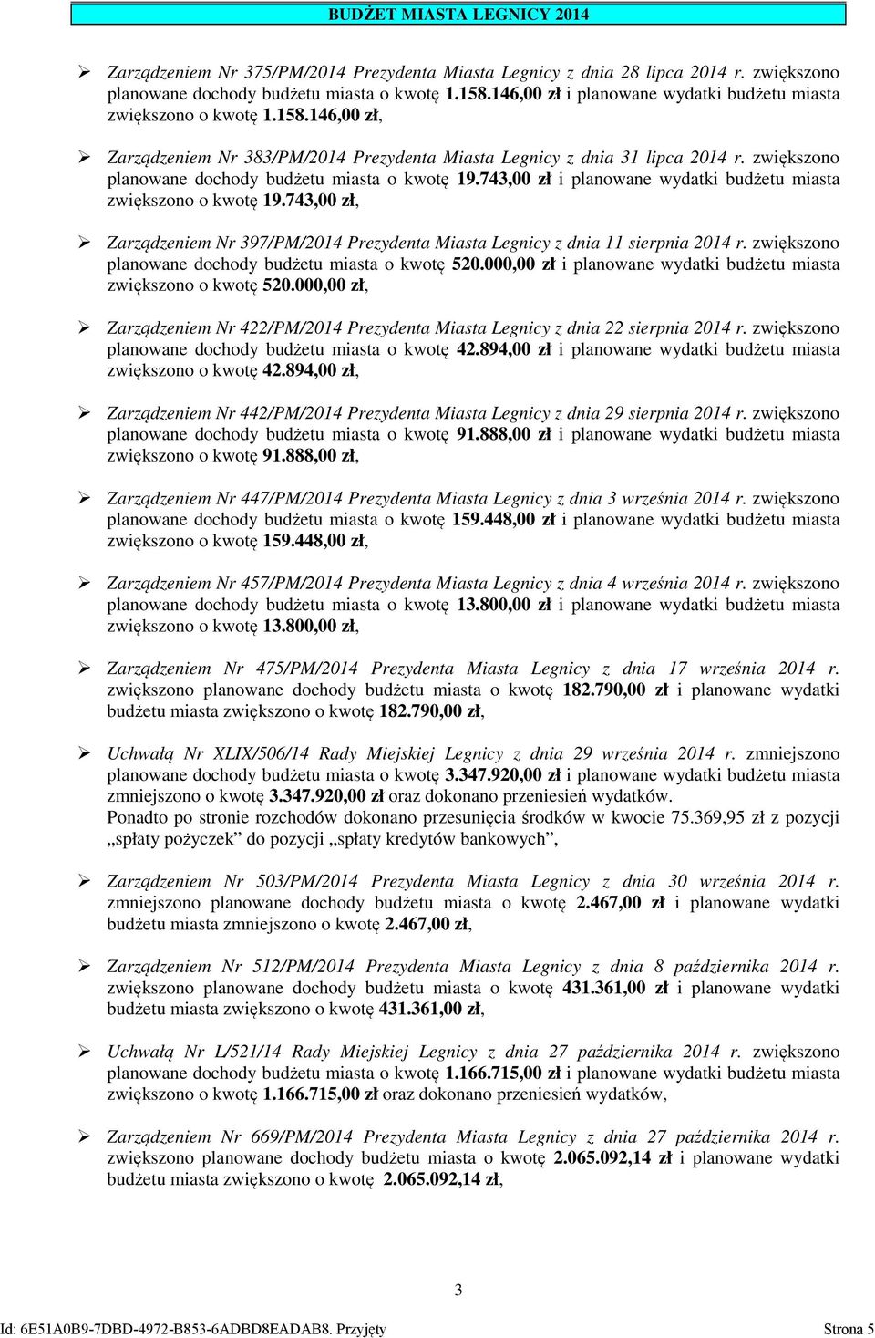 zwiększono planowane dochody budżetu miasta o kwotę 19.743,00 zł i planowane wydatki budżetu miasta zwiększono o kwotę 19.