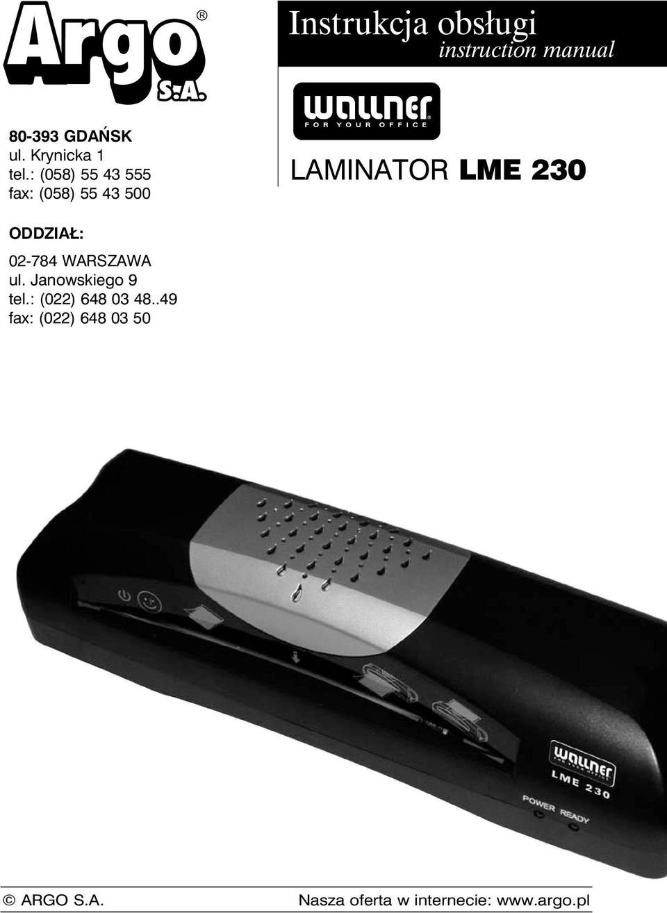 : (058) 55 43 555 fax: (058) 55 43 500 LAminator LME