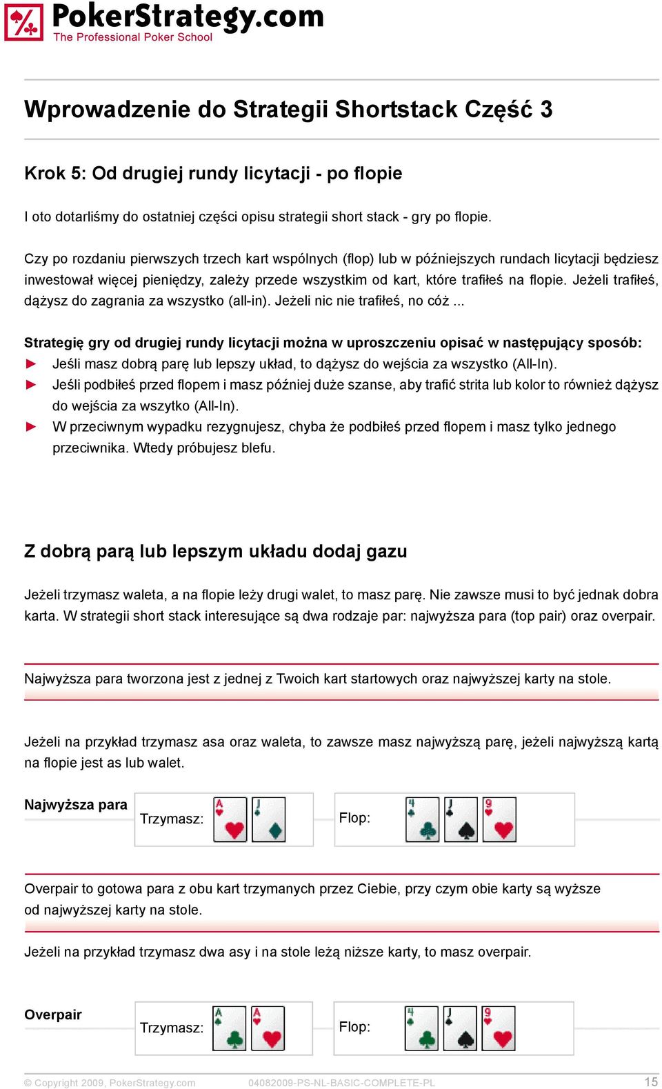 Jeżeli trafiłeś, dążysz do zagrania za wszystko (all-in). Jeżeli nic nie trafiłeś, no cóż.