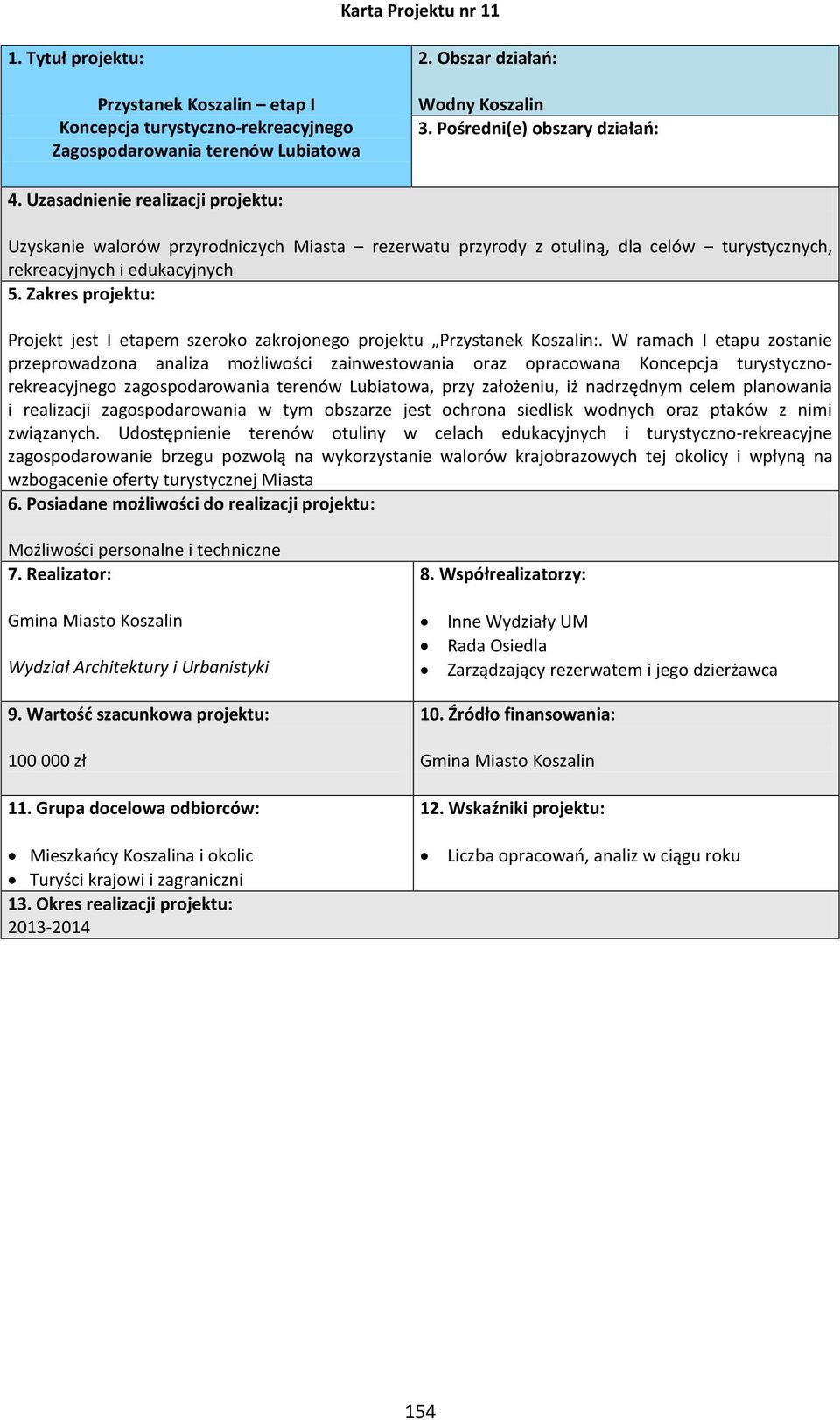 W ramach I etapu zostanie przeprowadzona analiza możliwości zainwestowania oraz opracowana Koncepcja turystycznorekreacyjnego zagospodarowania terenów Lubiatowa, przy założeniu, iż nadrzędnym celem