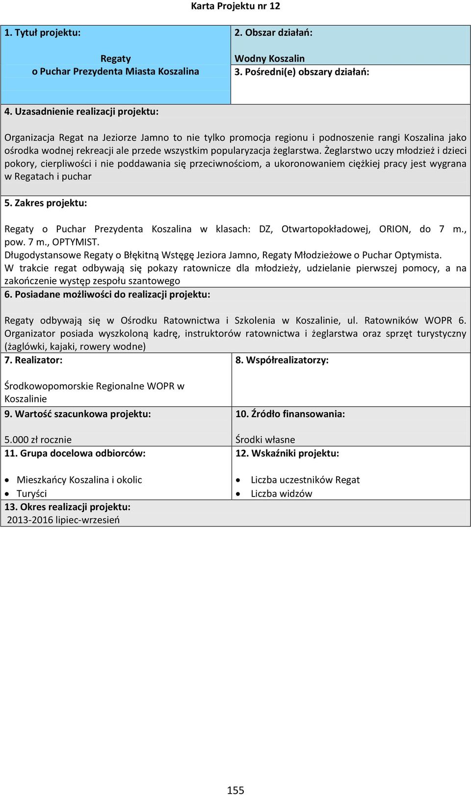 Żeglarstwo uczy młodzież i dzieci pokory, cierpliwości i nie poddawania się przeciwnościom, a ukoronowaniem ciężkiej pracy jest wygrana w Regatach i puchar Regaty o Puchar Prezydenta Koszalina w