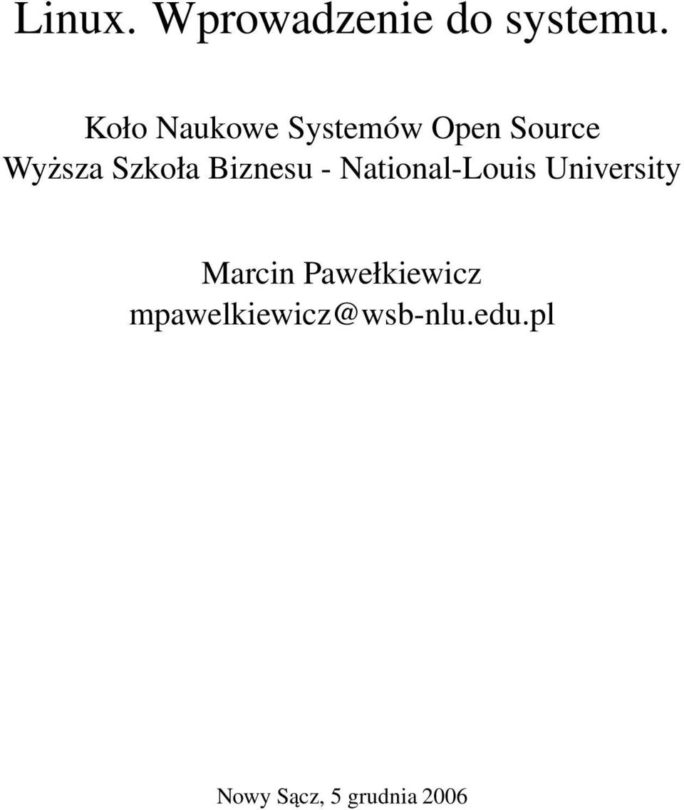 Biznesu - National-Louis University Marcin