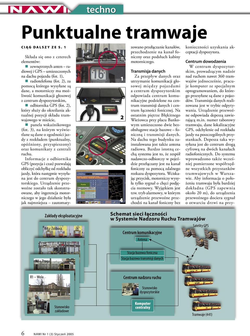 2), który służy do określania aktualnej pozycji składu tramwajowego w mieście, panela wskaźnikowego (fot.