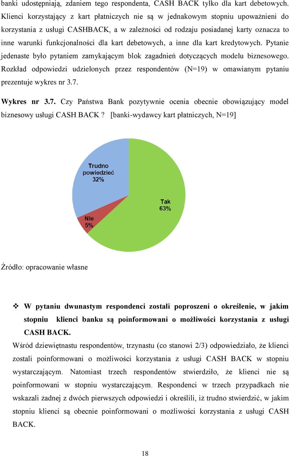 dla kart debetowych, a inne dla kart kredytowych. Pytanie jedenaste było pytaniem zamykającym blok zagadnień dotyczących modelu biznesowego.