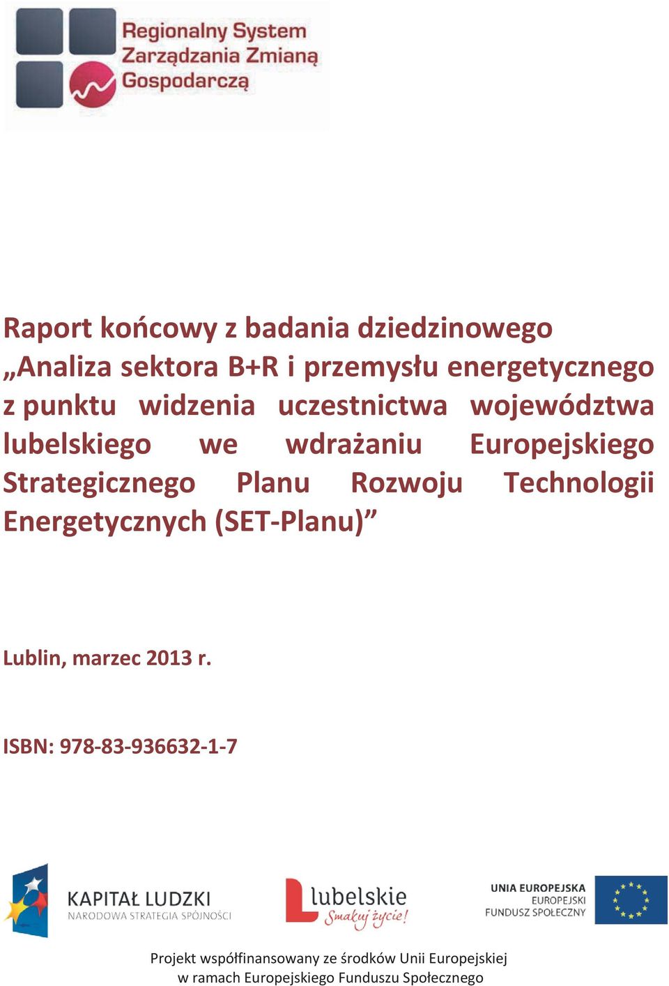 Rozwoju Technologii Energetycznych (SET-Planu) Lublin, marzec 2013 r.