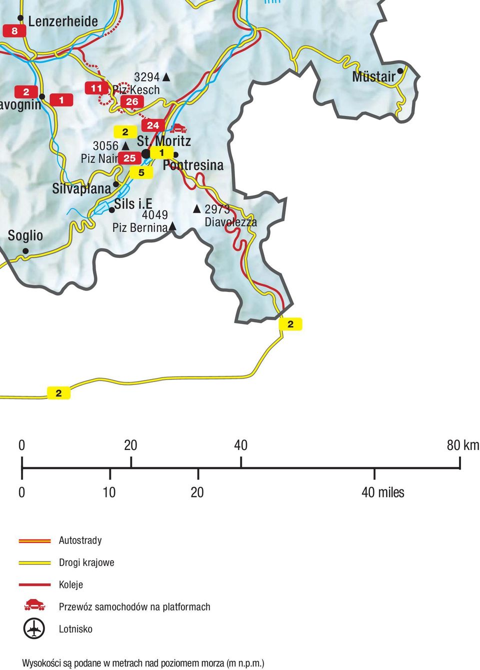 e 4049 Piz Bernina Pontresina 2973 Diavolezza Müstair 2 2 0 20 40 80 km 0 10 20 40