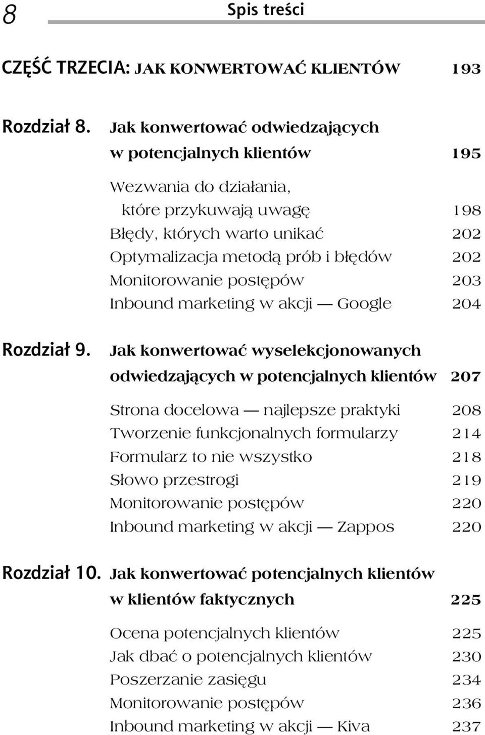 postępów 203 Inbound marketing w akcji Google 204 Rozdział 9.