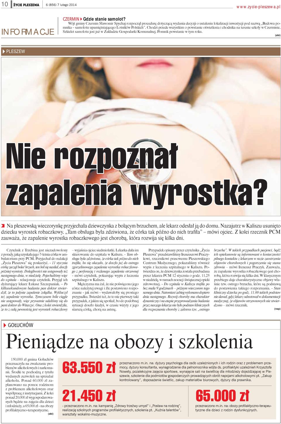 Chodzi przede wszystkim o powstanie oświetlenia i chodnika na terenie szkoły w Czerminie. Szkielet samolotu jest już w Zakładzie Gospodarki Komunalnej. Pomnik powstanie w tym roku.