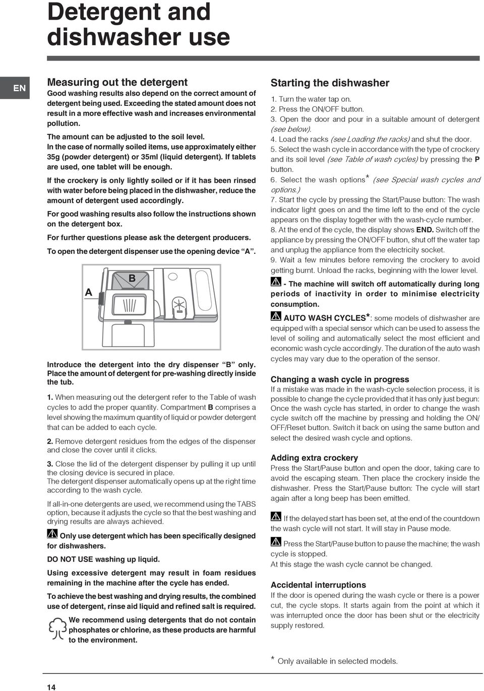 In the case of normally soiled items, use approximately either 35g (powder detergent) or 35ml (liquid detergent). If tablets are used, one tablet will be enough.