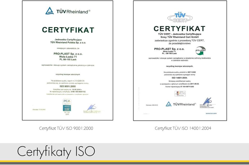 Certyfikaty ISO 
