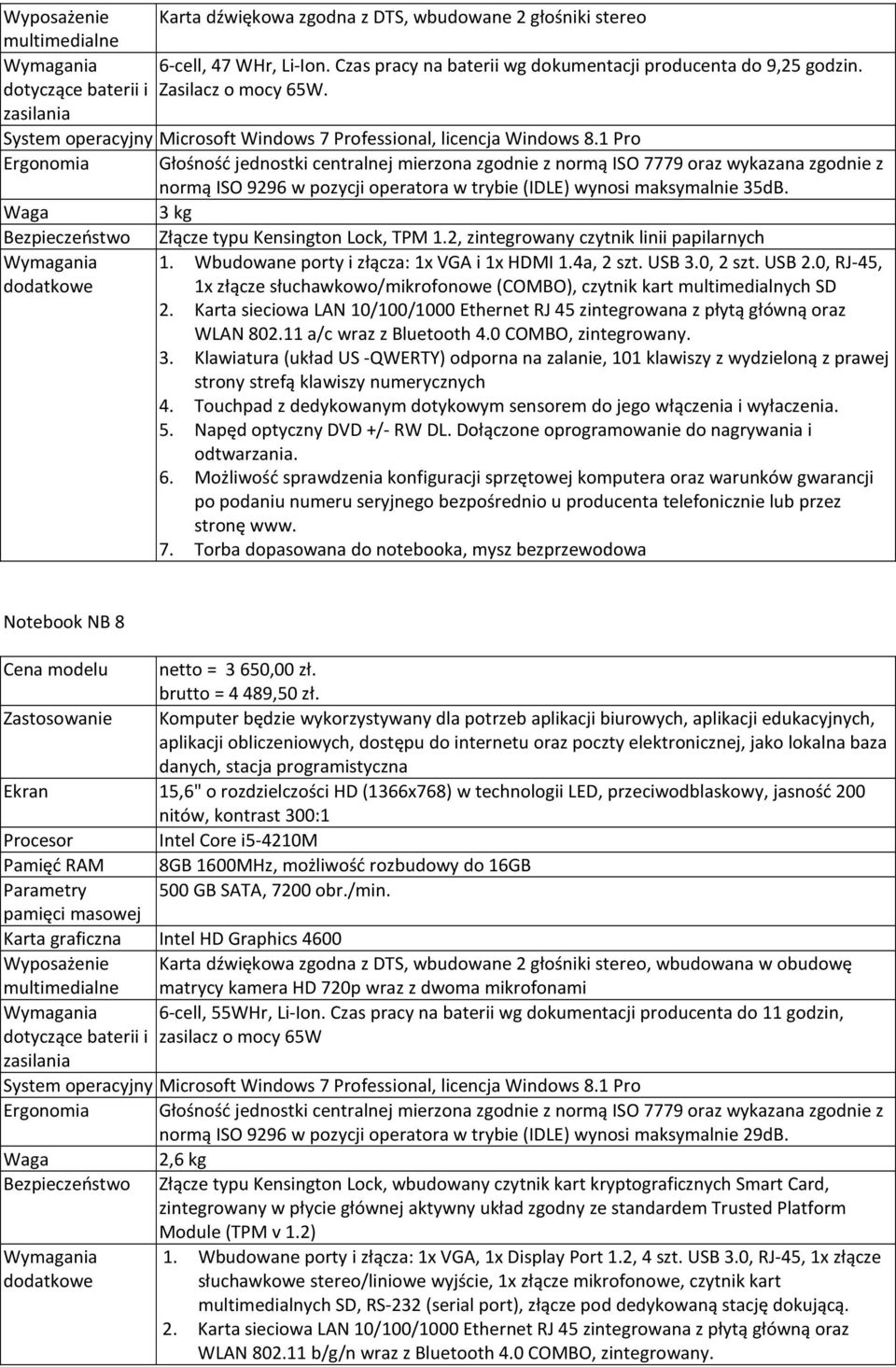 1 Pro Ergonomia Głośność jednostki centralnej mierzona zgodnie z normą ISO 7779 oraz wykazana zgodnie z normą ISO 9296 w pozycji operatora w trybie (IDLE) wynosi maksymalnie 35dB.