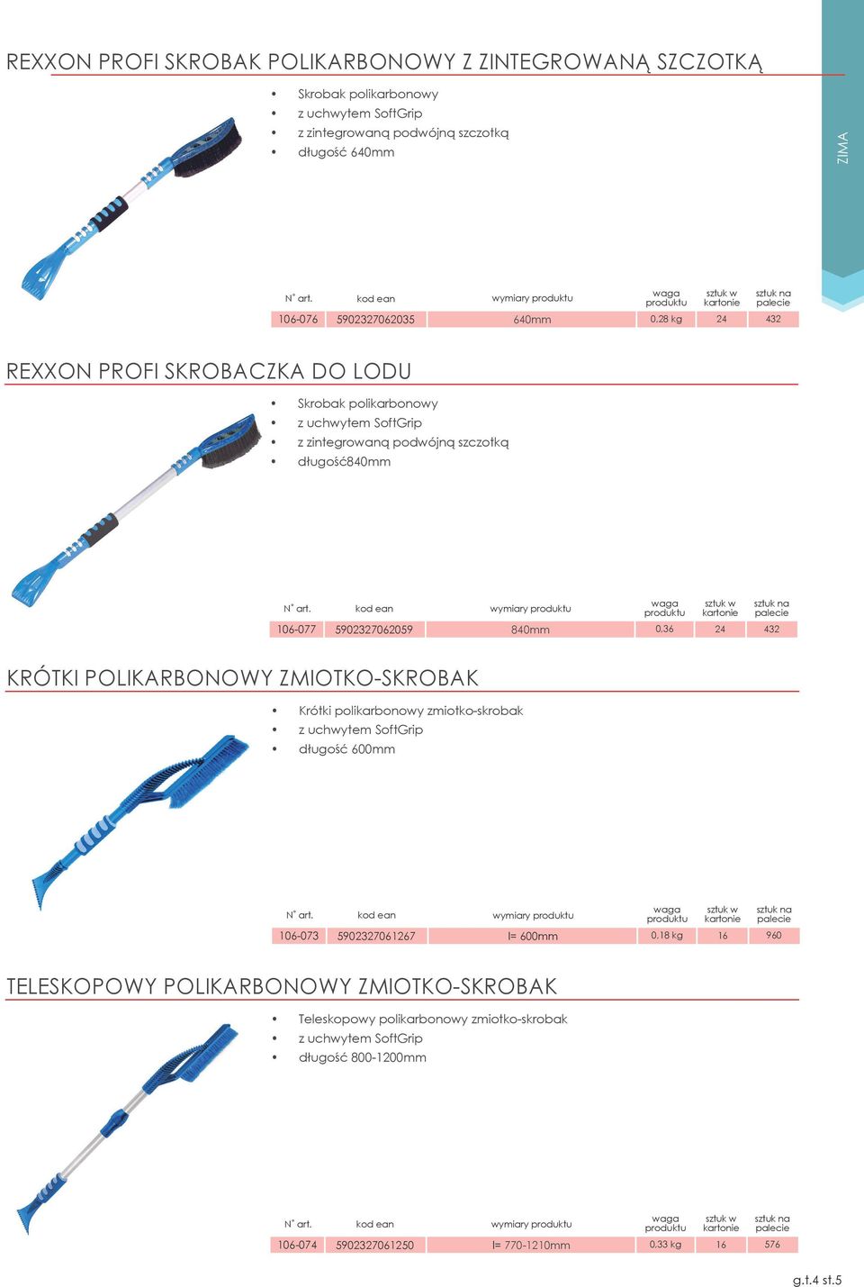 0,36 24 432 Krótki polikarbonowy zmiotko-skrobak Krótki polikarbonowy zmiotko-skrobak z uchwytem SoftGrip długość 600mm 106-073 5902327061267 wymiary l= 600mm 0,18 kg 16 960