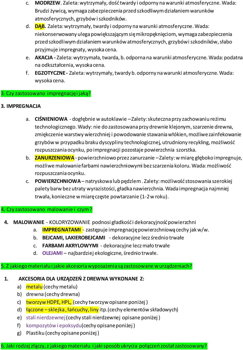 Wada: niekonserwowany ulega powiększającym się mikropęknięciom, wymaga zabezpieczenia przed szkodliwym działaniem warunków atmosferycznych, grzybów i szkodników, słabo przyjmuje impregnaty, wysoka