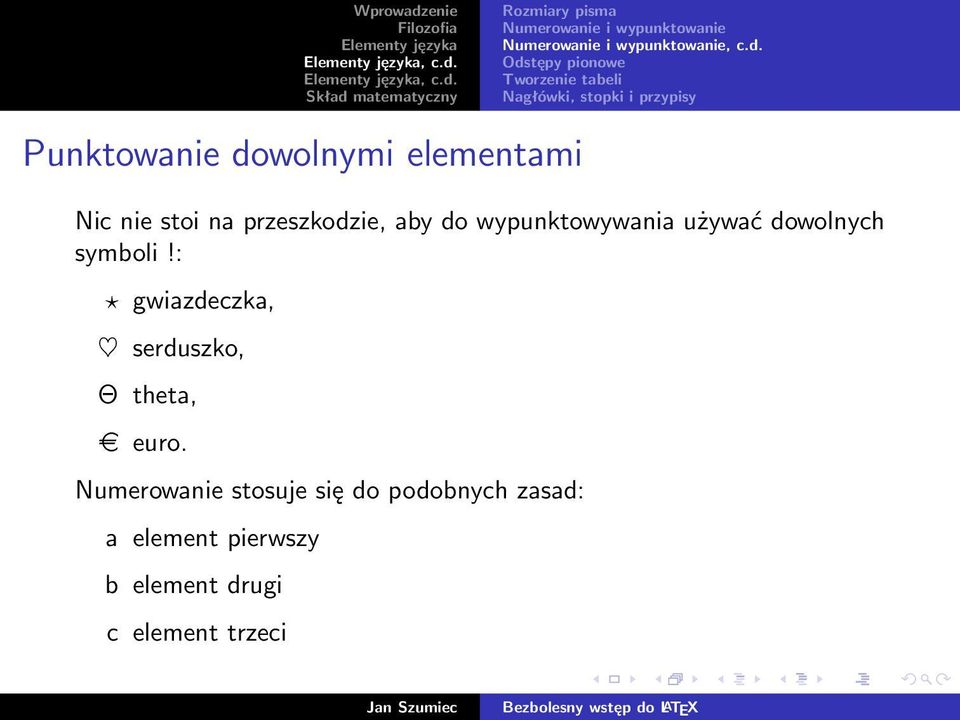 Nic nie stoi na przeszkodzie, aby do wypunktowywania używać dowolnych symboli!