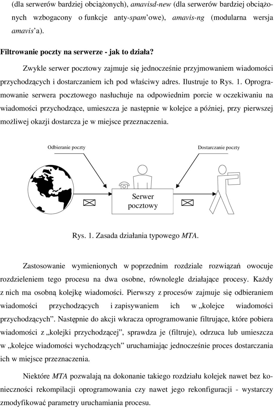 Oprogramowanie serwera pocztowego nasłuchuje na odpowiednim porcie w oczekiwaniu na wiadomoci przychodzce, umieszcza je nastpnie w kolejce a póniej, przy pierwszej moliwej okazji dostarcza je w