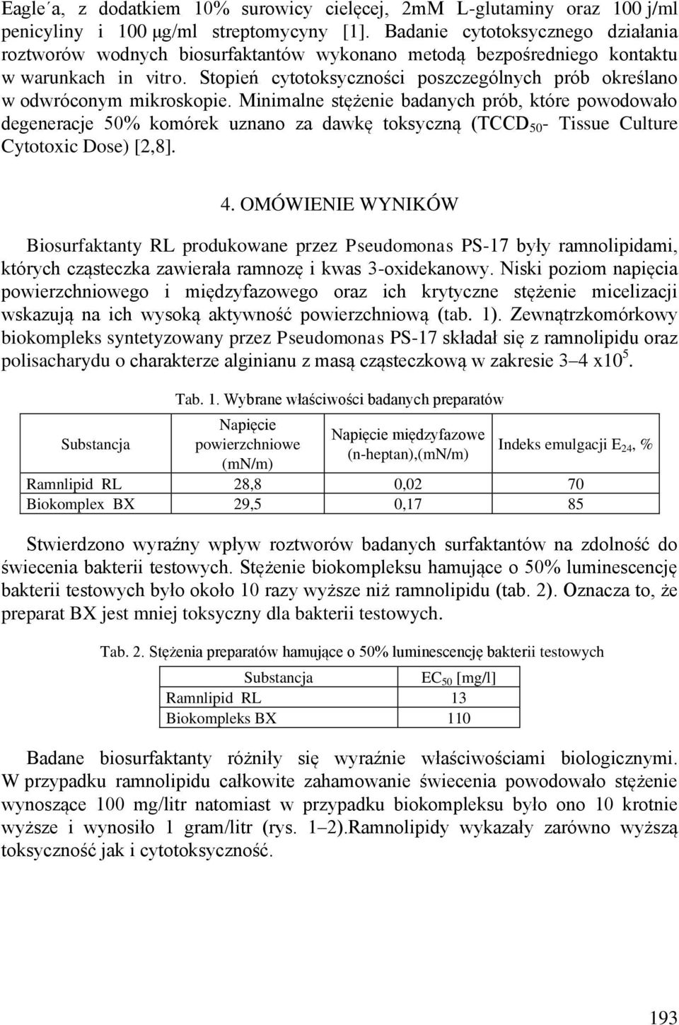 Stopień cytotoksyczności poszczególnych prób określano w odwróconym mikroskopie.