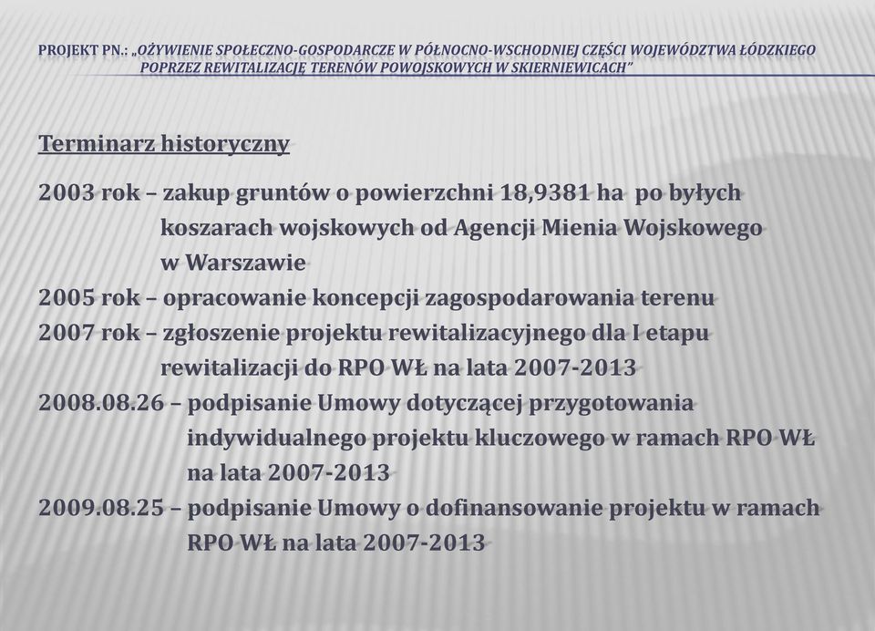 dla I etapu rewitalizacji do RPO WŁ na lata 2007-2013 2008.