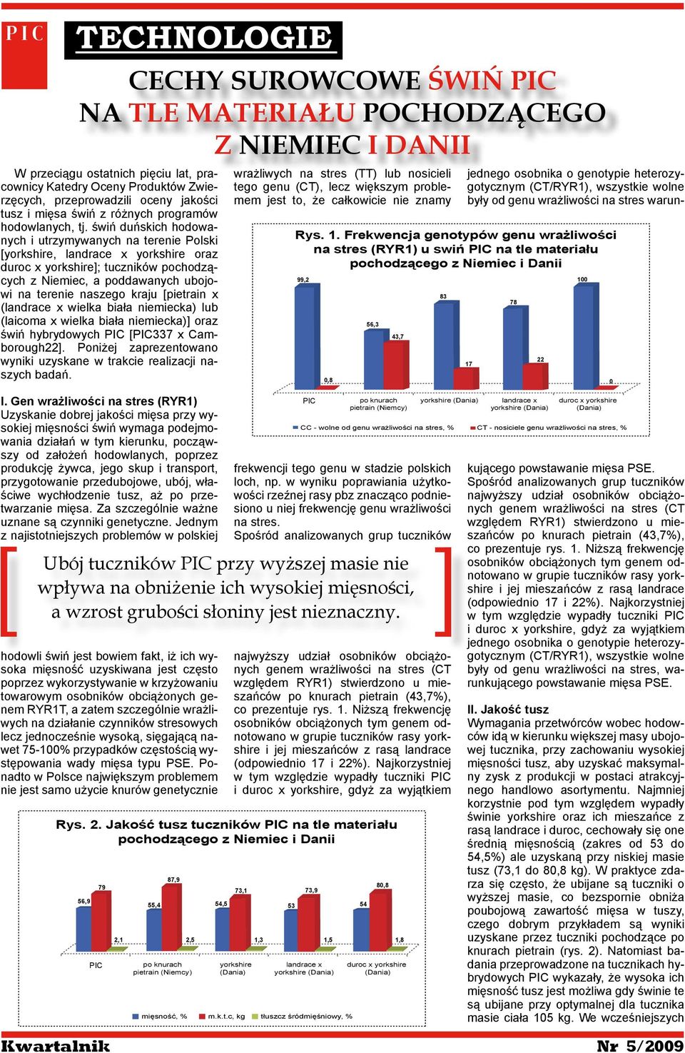 świń duńskich hodowanych i utrzymywanych na terenie Polski [yorkshire, landrace x yorkshire oraz duroc x yorkshire]; tuczników pochodzących z Niemiec, a poddawanych ubojowi na terenie naszego kraju