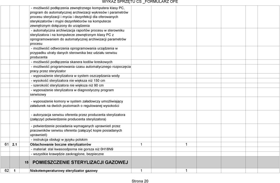 automatycznej archiwizacji parametrów procesu - możliwość odtworzenia oprogramowania urządzenia w przypadku utraty danych sterownika bez udziału serwisu producenta - możliwość podłączenia skanera