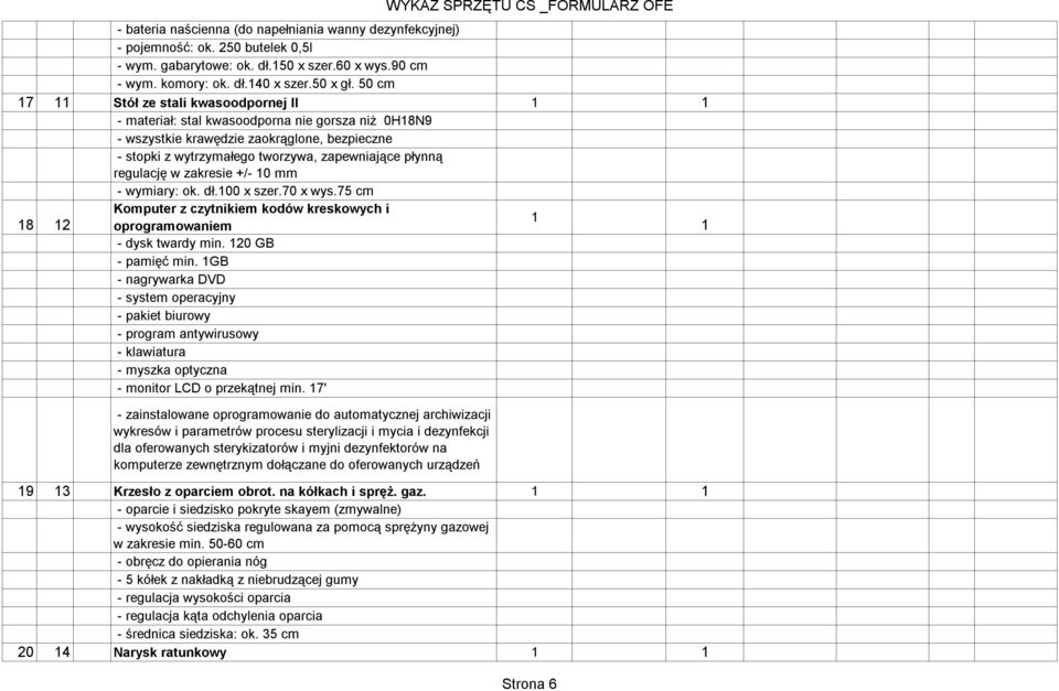 75 cm 8 2 Komputer z czytnikiem kodów kreskowych i oprogramowaniem - dysk twardy min. 20 GB - pamięć min.