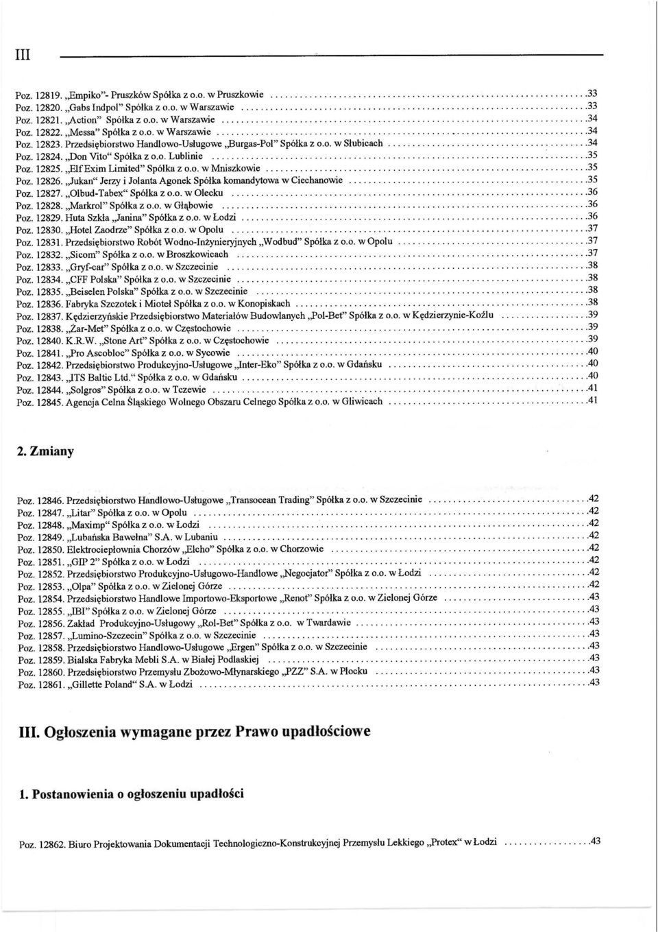 Przedsiębi orstwo Handlowo-Usługowe,,Burgas-Pol" Spółka z o.o. w Słubicach................................34 Poz. 12824.,,Don Vito" Spółka z o.o. Lublinie.......................................................35 Poz.