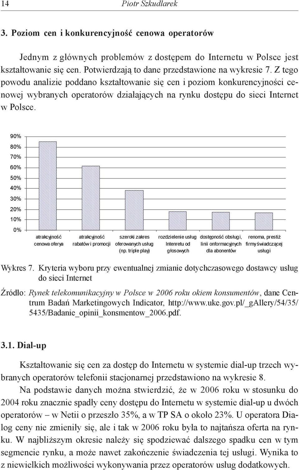 Z tego powodu analizie poddano kształtowanie się cen i poziom konkurencyjności cenowej wybranych operatorów działających na rynku dostępu do sieci Internet w Polsce.