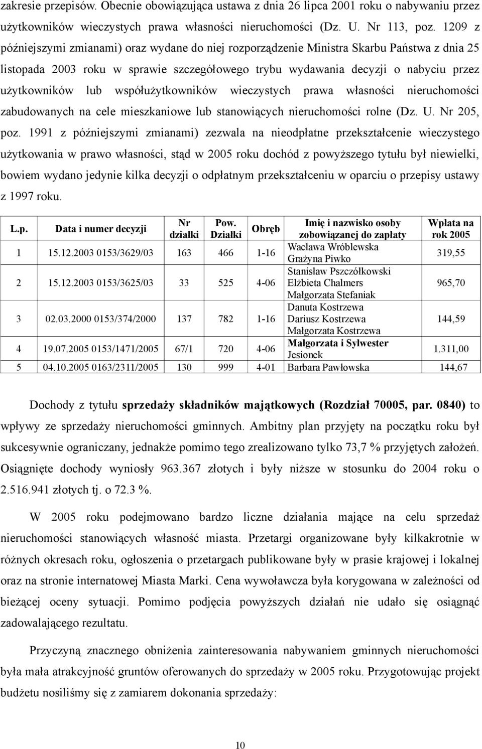 współużytkowników wieczystych prawa własności nieruchomości zabudowanych na cele mieszkaniowe lub stanowiących nieruchomości rolne (Dz. U. Nr 205, poz.