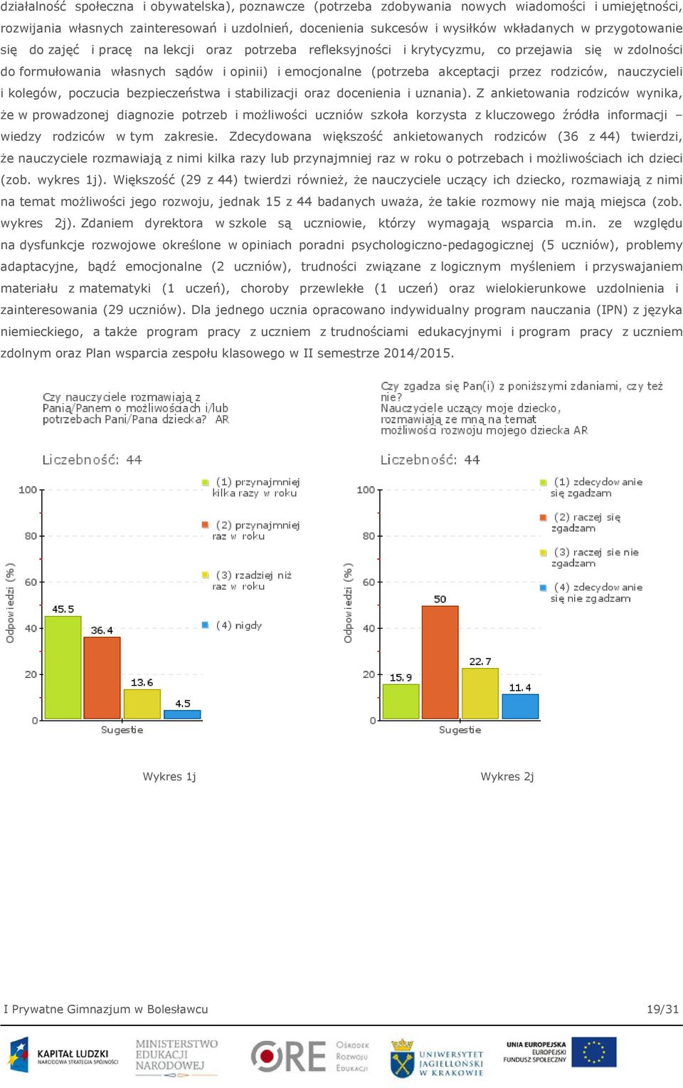 rodziców, nauczycieli i kolegów, poczucia bezpieczeństwa i stabilizacji oraz docenienia i uznania).