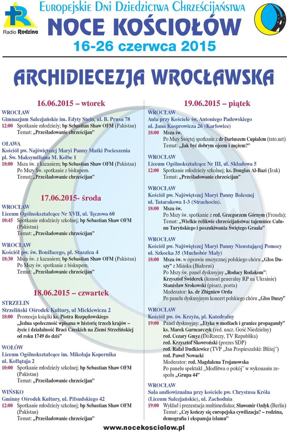 Kolbe 1 z kazaniem; bp Sebastian Shaw OFM (Pakistan) Po Mszy Św. spotkanie z biskupem. 19.06.2015 piątek Aula przy Kościele św. Antoniego Padewskiego al.