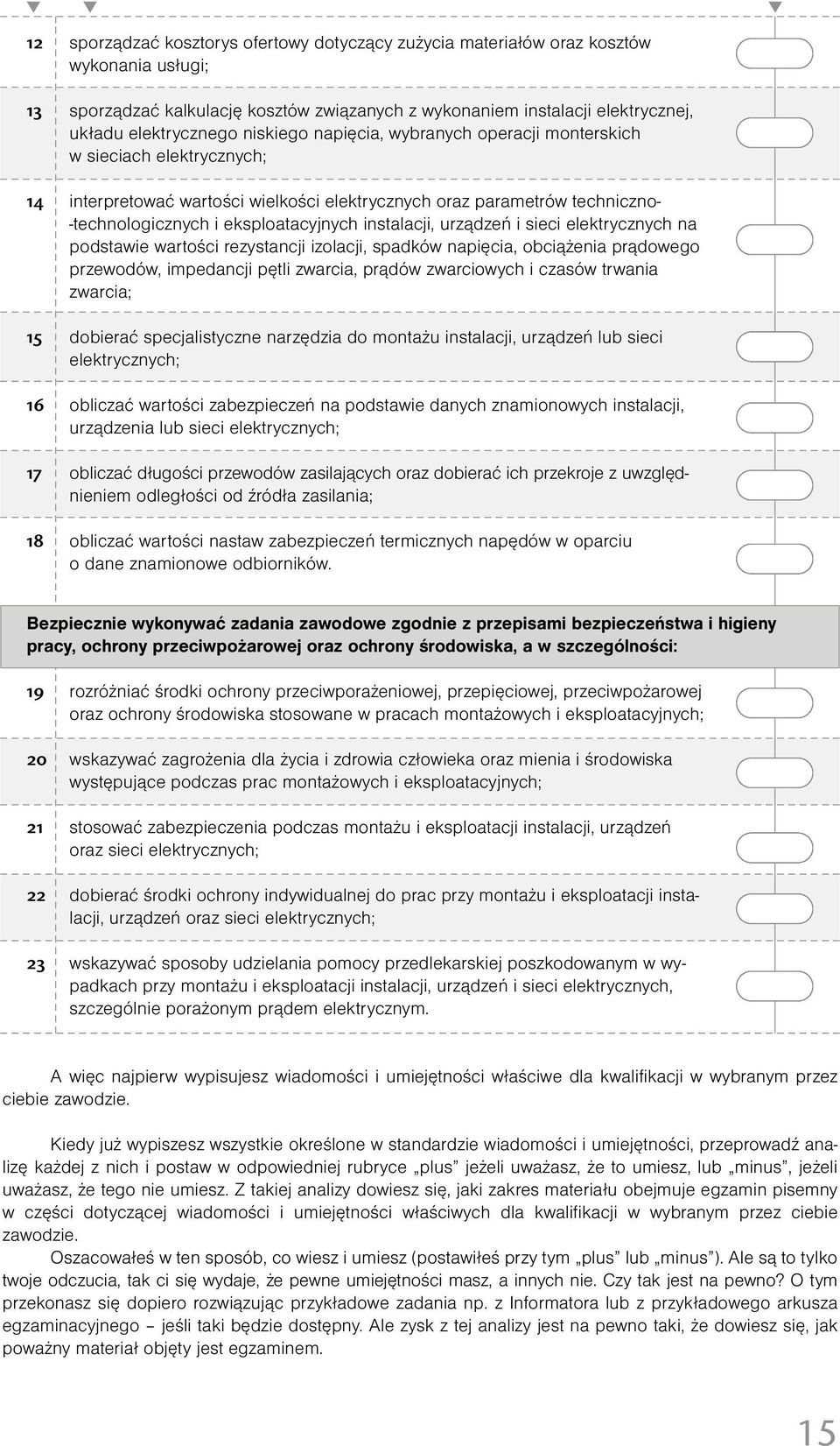 instalacji, urządzeń i sieci elektrycznych na podstawie wartości rezystancji izolacji, spadków napięcia, obciążenia prądowego przewodów, impedancji pętli zwarcia, prądów zwarciowych i czasów trwania