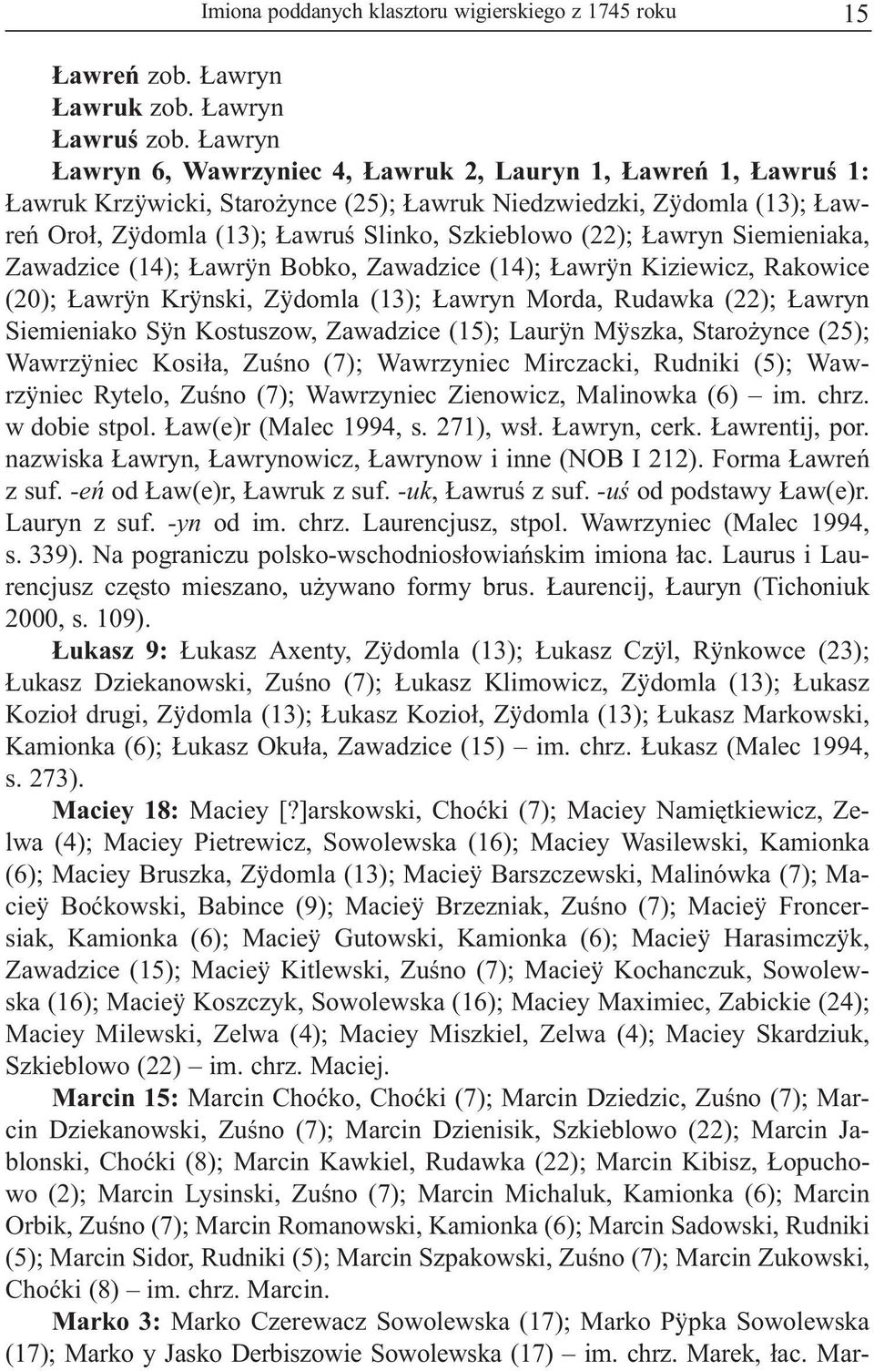 Siemieniaka, Zawadzice (14); awrÿn Bobko, Zawadzice (14); awrÿn Kiziewicz, Rakowice (20); awrÿn Krÿnski, Zÿdomla (13); awryn Morda, Rudawka (22); awryn Siemieniako Sÿn Kostuszow, Zawadzice (15);