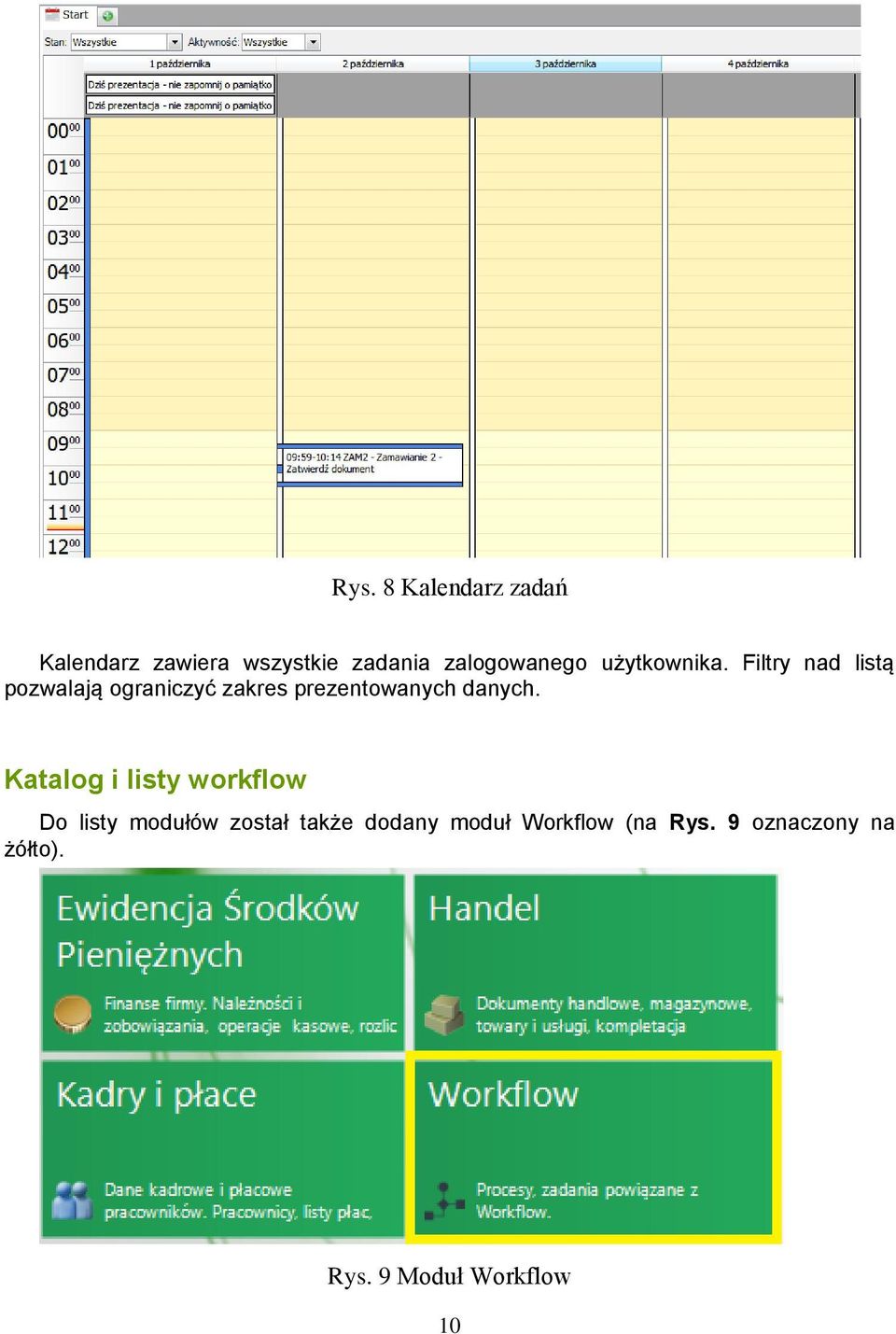 Filtry nad listą pozwalają ograniczyć zakres prezentowanych danych.