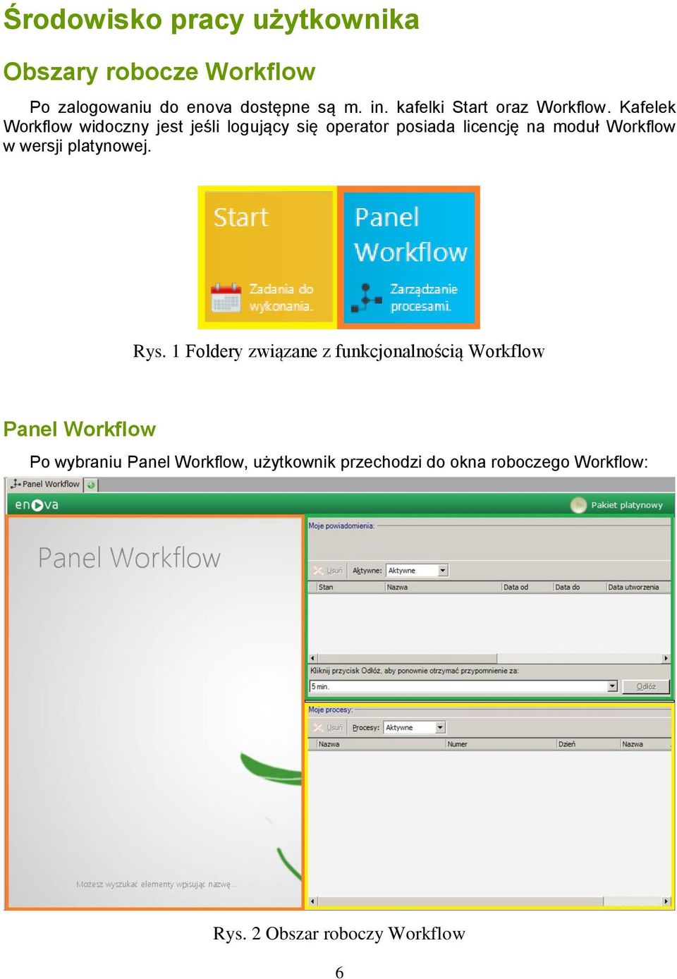 Kafelek Workflow widoczny jest jeśli logujący się operator posiada licencję na moduł Workflow w wersji