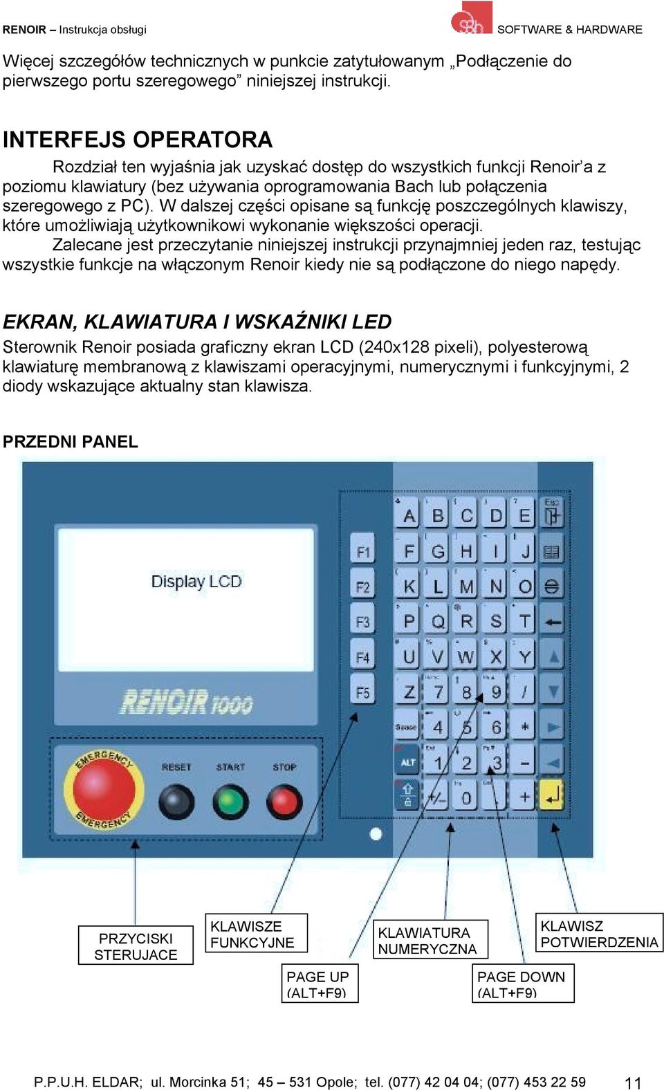 W dalszej części opisane są funkcję poszczególnych klawiszy, które umożliwiają użytkownikowi wykonanie większości operacji.