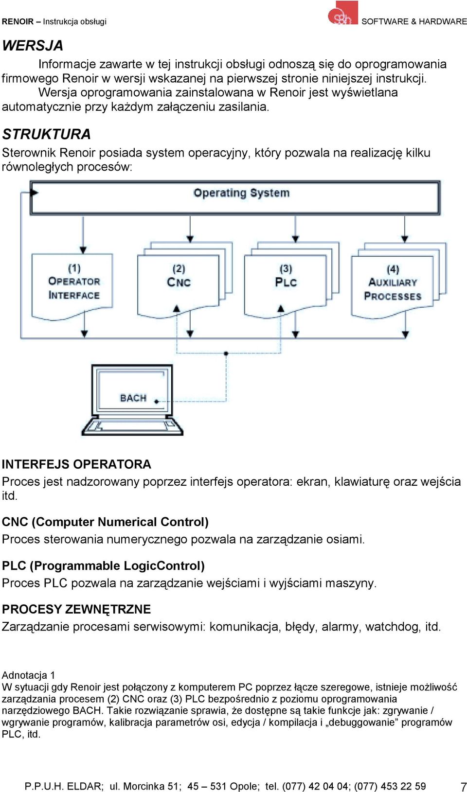 STRUKTURA Sterownik Renoir posiada system operacyjny, który pozwala na realizację kilku równoległych procesów: INTERFEJS OPERATORA Proces jest nadzorowany poprzez interfejs operatora: ekran,