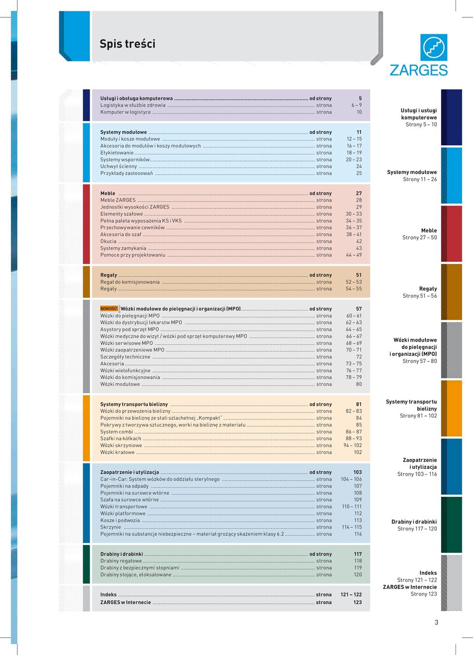 .. strona 25 Meble... od strony 27 Meble ZARGES... strona 28 Jednostki wysokości ZARGES... strona 29 Elementy szafowe... strona 30 33 Pełna paleta wyposażenia KS i VKS.