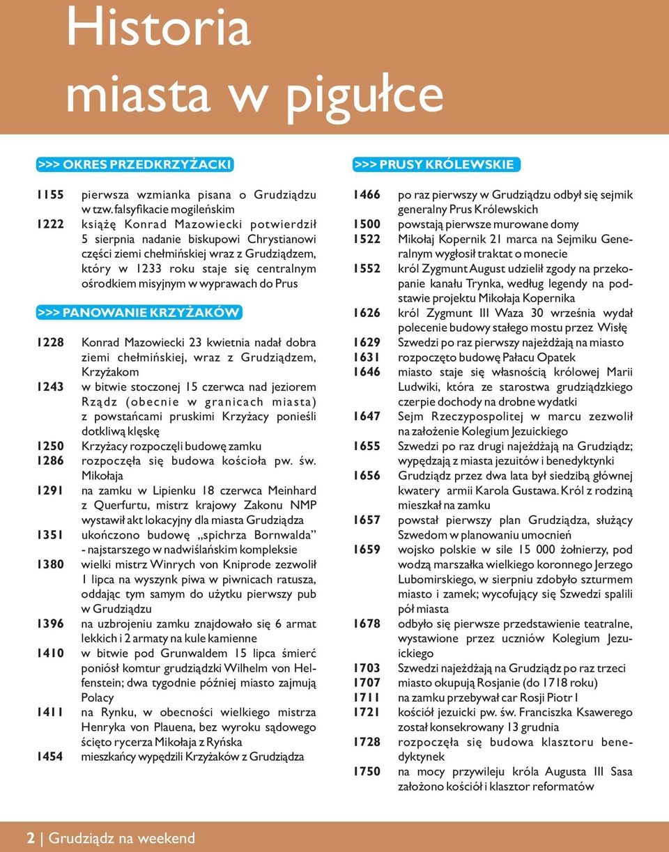 ośrodkiem misyjnym w wyprawach do Prus >>> PANOWANIE KRZYŻAKÓW 1228 Konrad Mazowiecki 23 kwietnia nadał dobra ziemi chełmińskiej, wraz z Grudziądzem, Krzyżakom 1243 w bitwie stoczonej 15 czerwca nad