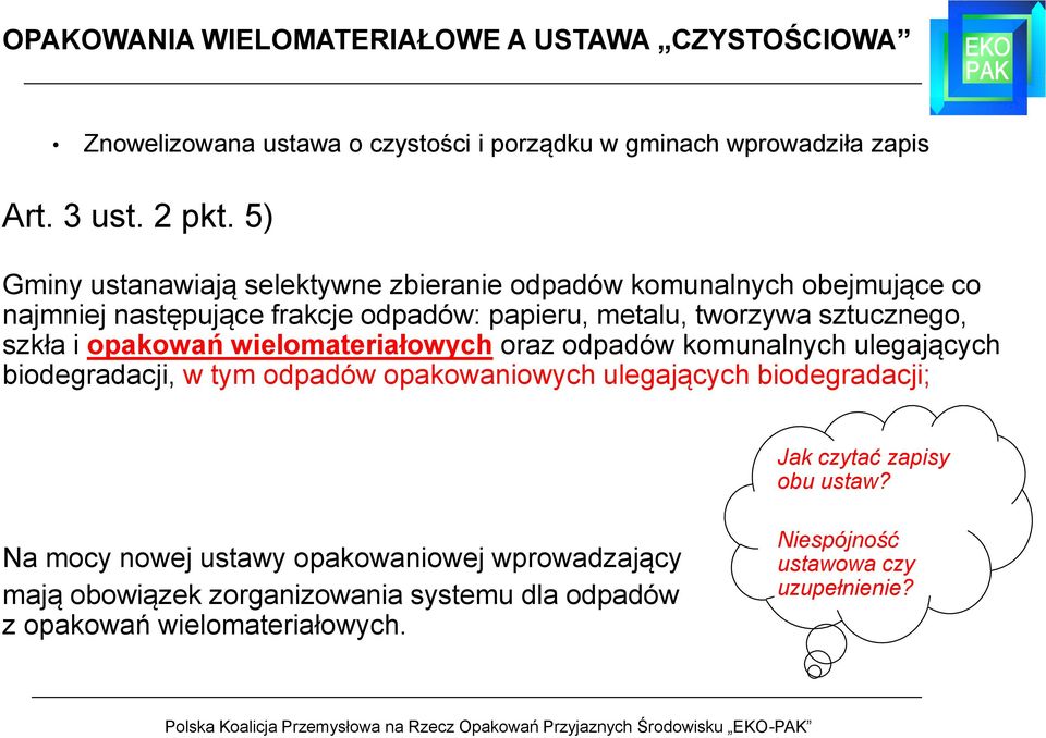 i opakowań wielomateriałowych oraz odpadów komunalnych ulegających biodegradacji, w tym odpadów opakowaniowych ulegających biodegradacji; Jak czytać zapisy